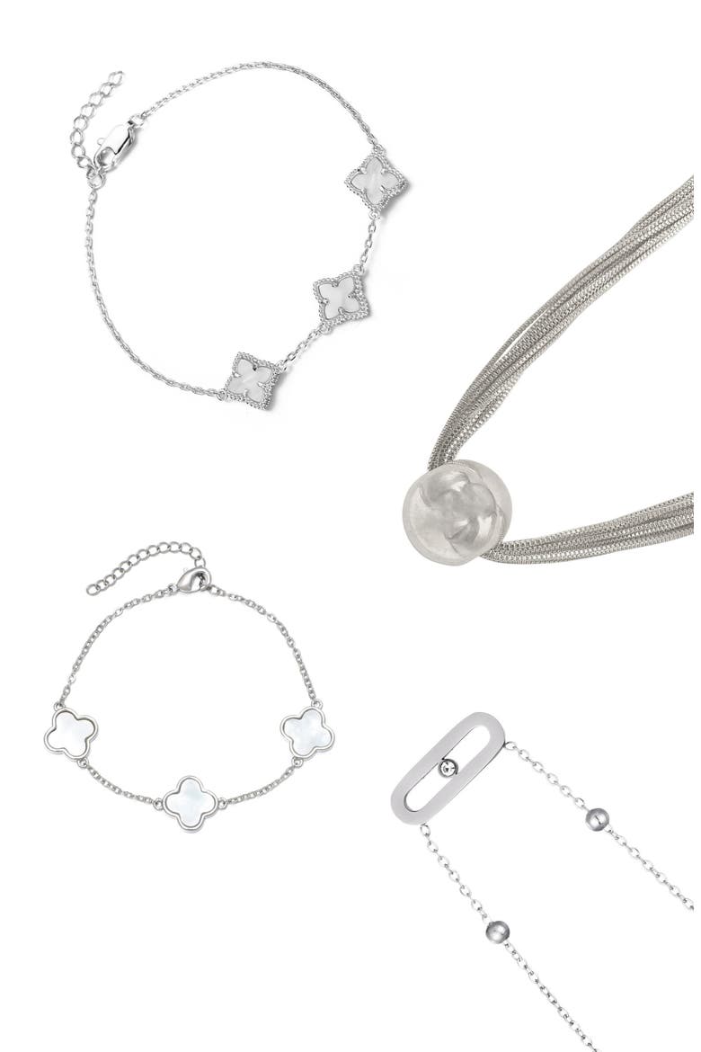 4-Piece Mixed Jewelry Set, Main, color, SILVER