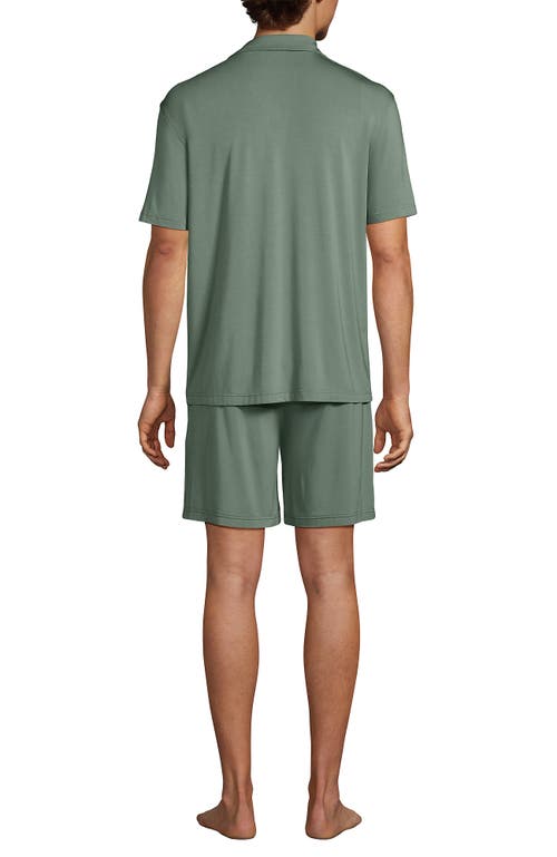 Lands' End Short Sleeve Cooling Knit Short Set In Green