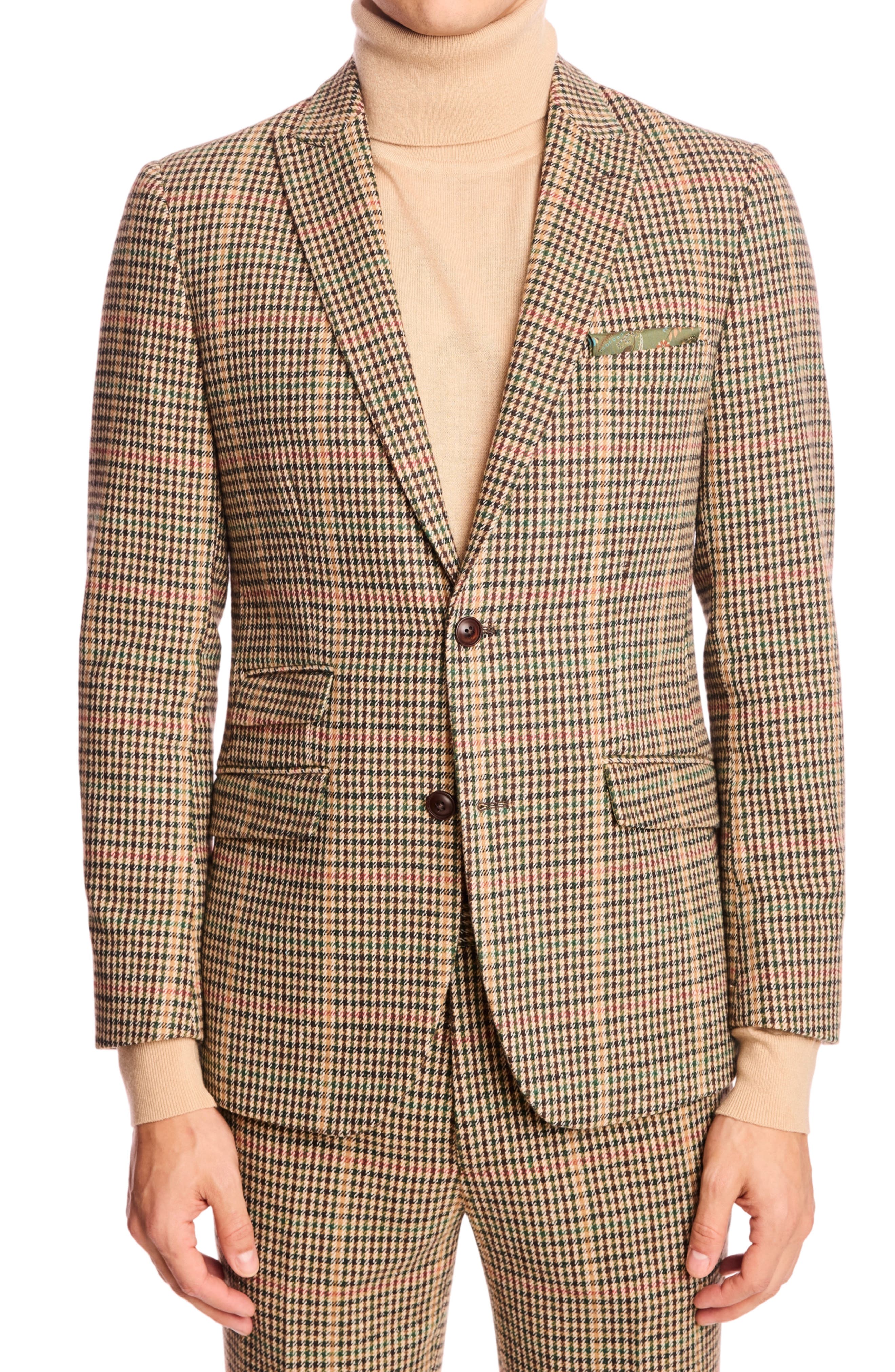 PAISLEY & GRAY Ashton Slim Fit Houndstooth Plaid Wool Blend Blazer