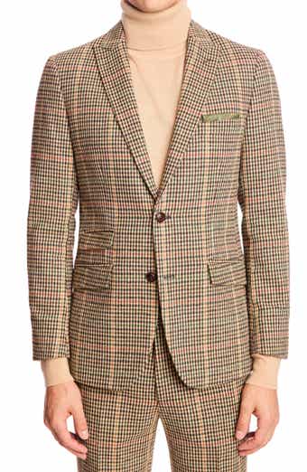 PAISLEY & GRAY Ashton Slim Fit Houndstooth Plaid Wool Blend Blazer