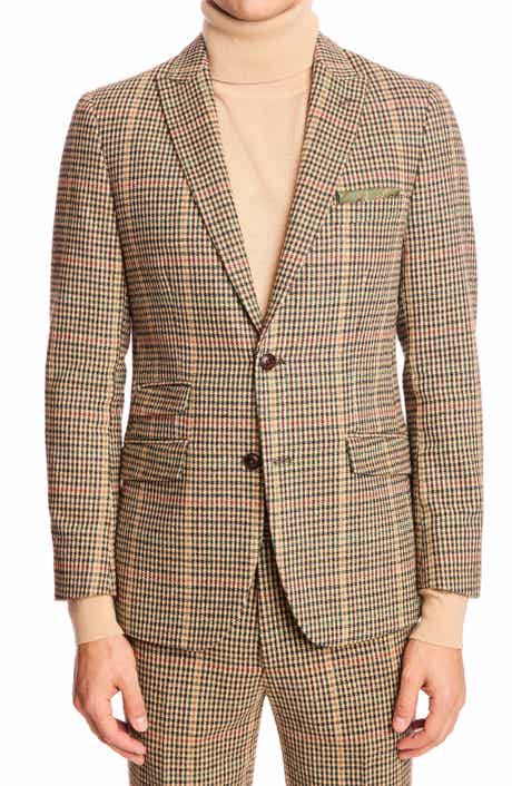 PAISLEY & GRAY Ashton Slim Fit Houndstooth Plaid Wool Blend Blazer