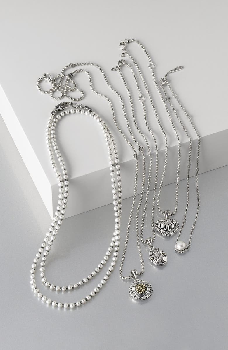 LAGOS Luna Freshwater Pearl Pendant Necklace, Alternate, color, Silver/ Pearl