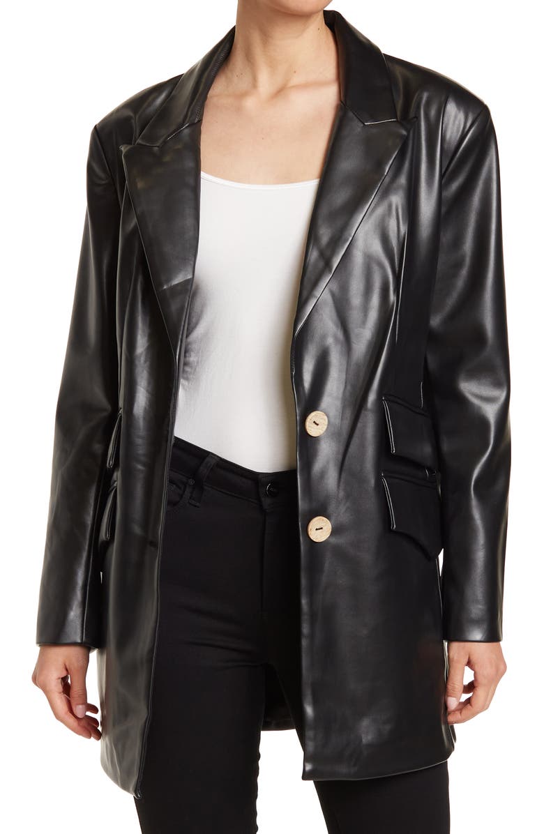 Noize Demi Faux Leather Blazer, Main, color, 
