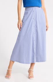 1901 Striped Midi Skirt