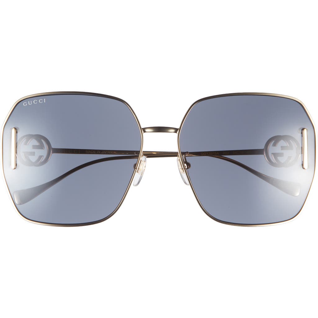 Gucci 64mm Novelty Oversize Square Sunglasses In Gold Gold Grey