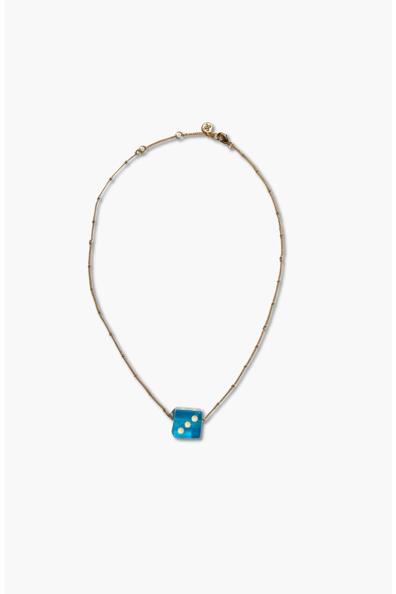 Dice Charm Necklace, Alternate, color, Aqua Blue / Silver