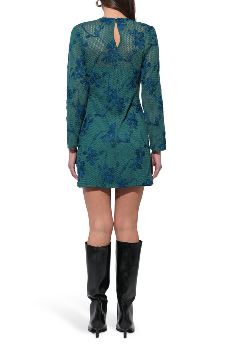 Cheryl Floral Crochet Lace Long Sleeve Minidress, Alternate, color, EMERALD GREEN