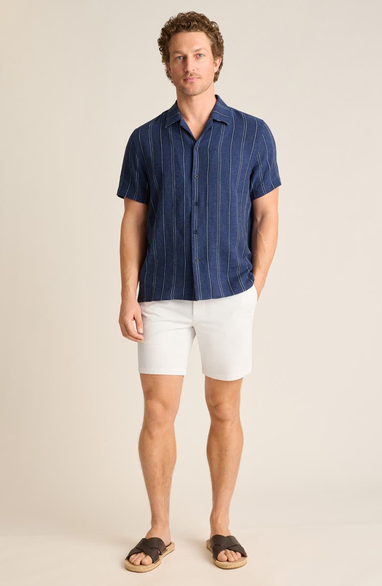 Bonobos Riviera Stripe Linen Blend Camp Shirt, Alternate, color, Indy Linen Stripe As Header