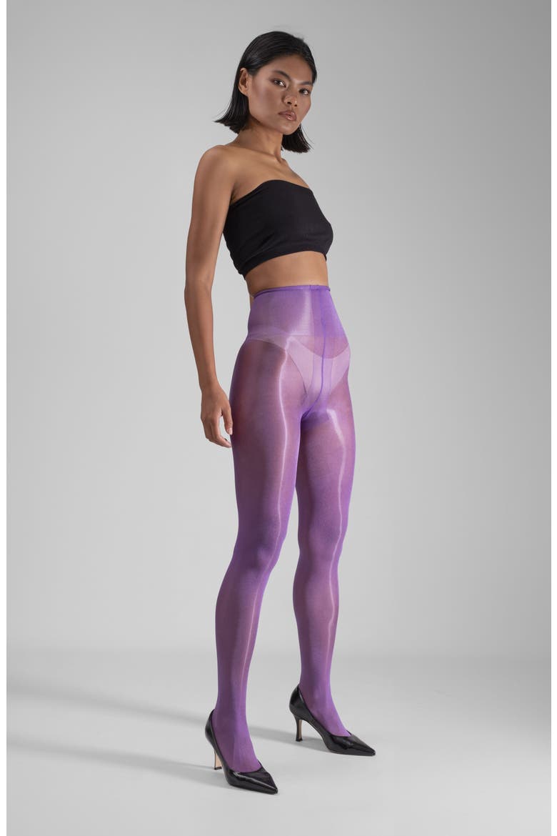 Lustrous Silky Shiny 40-Denier Semi-Opaque Tights, Alternate, color, PURPLE