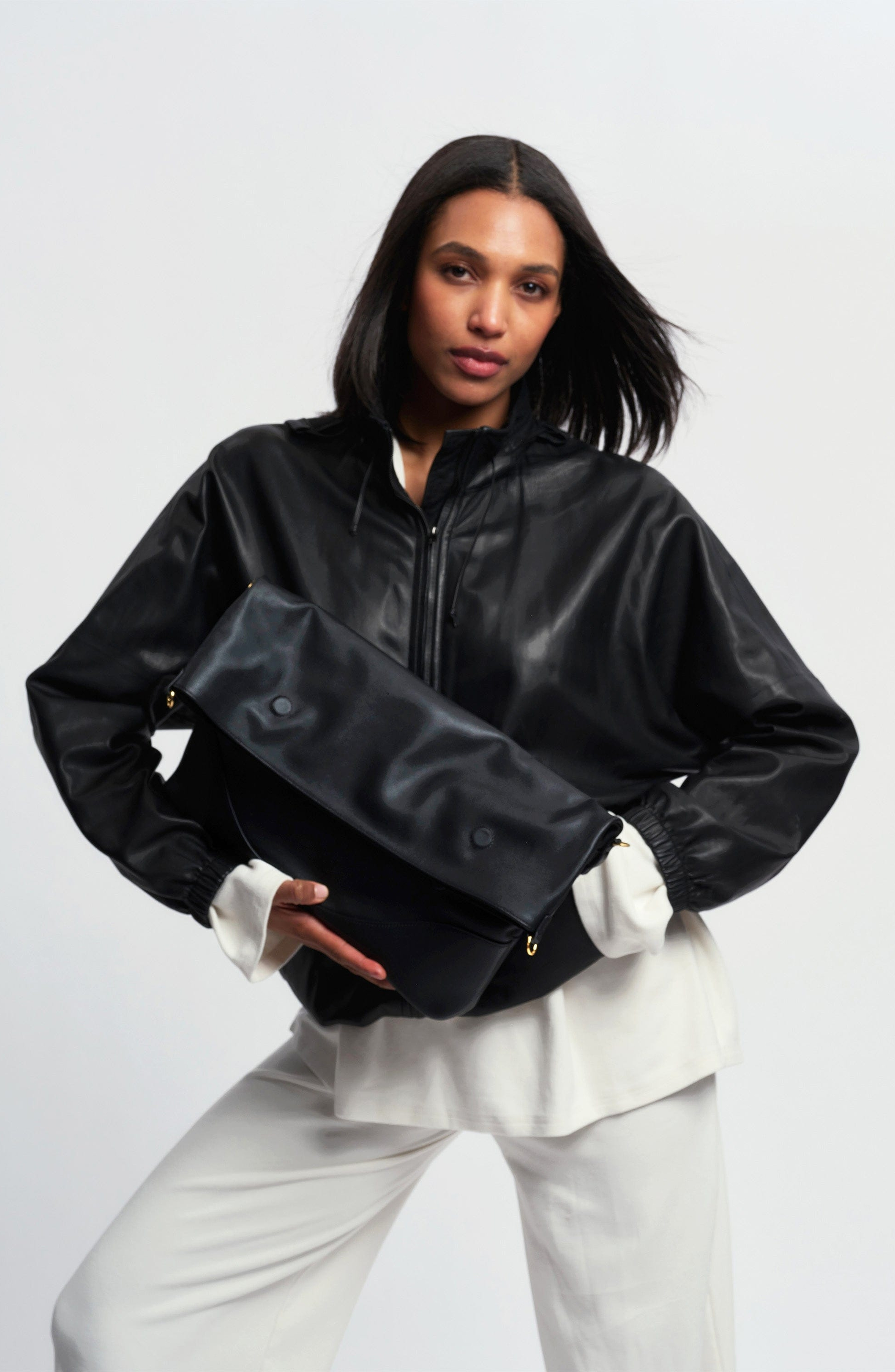 Marina Foldover Bag, Alternate, color, Onyx
