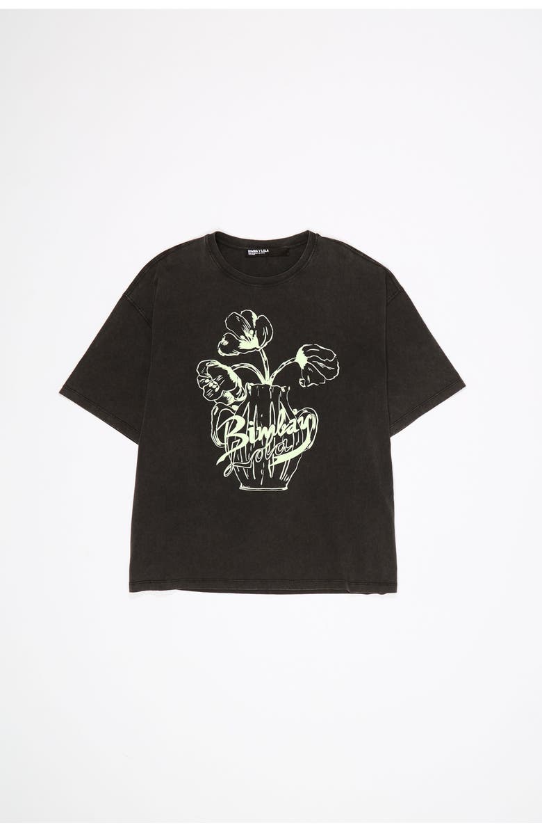 Bimba y Lola Embossed Floral Logo T-Shirt, Alternate, color, 