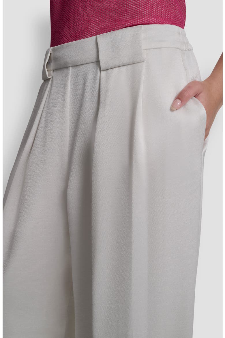 Pleat Wide Leg Satin Pants, Alternate, color, IVORY