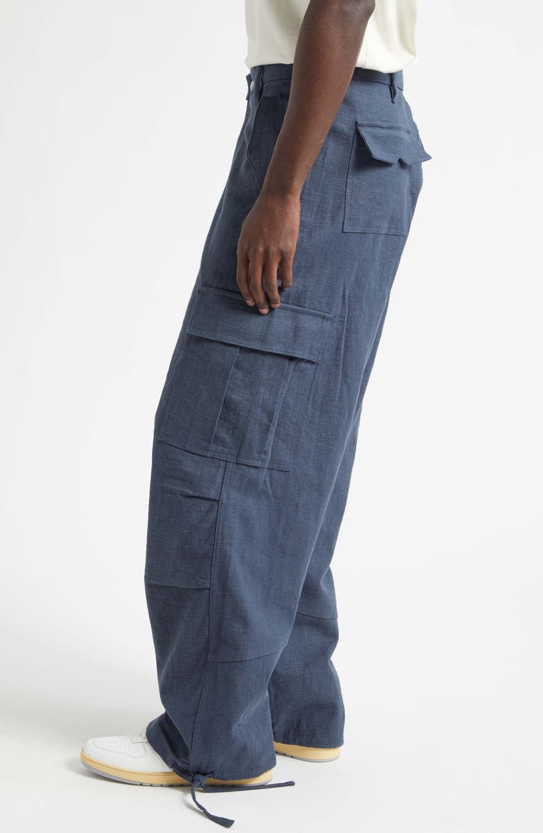 Rhude Linen Parachute Cargo Pants, Alternate, color, Navy