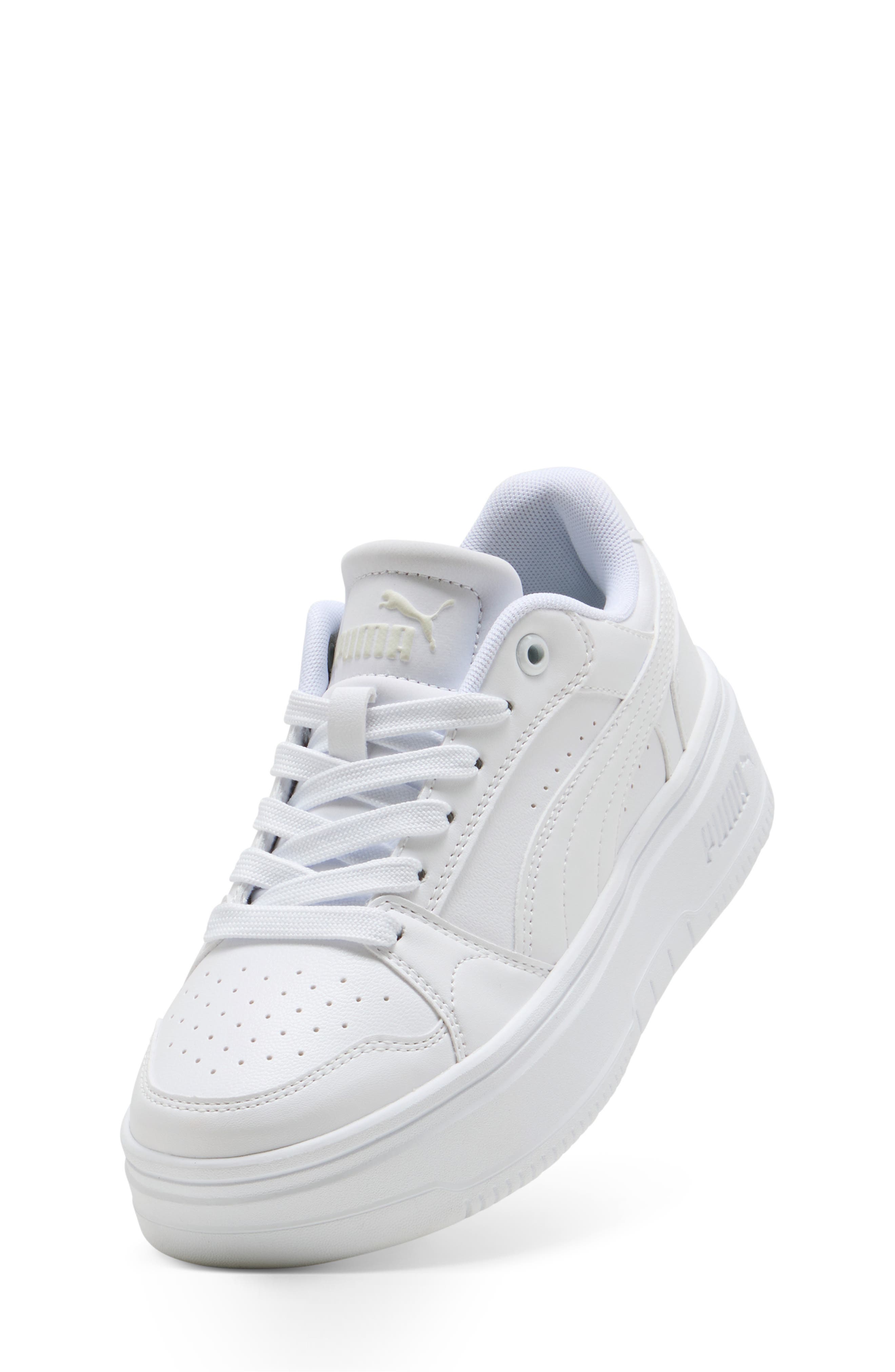 PUMA Kids' Rebound Femme Low Top Sneaker, Alternate, color, Puma White/ Vapor Gray