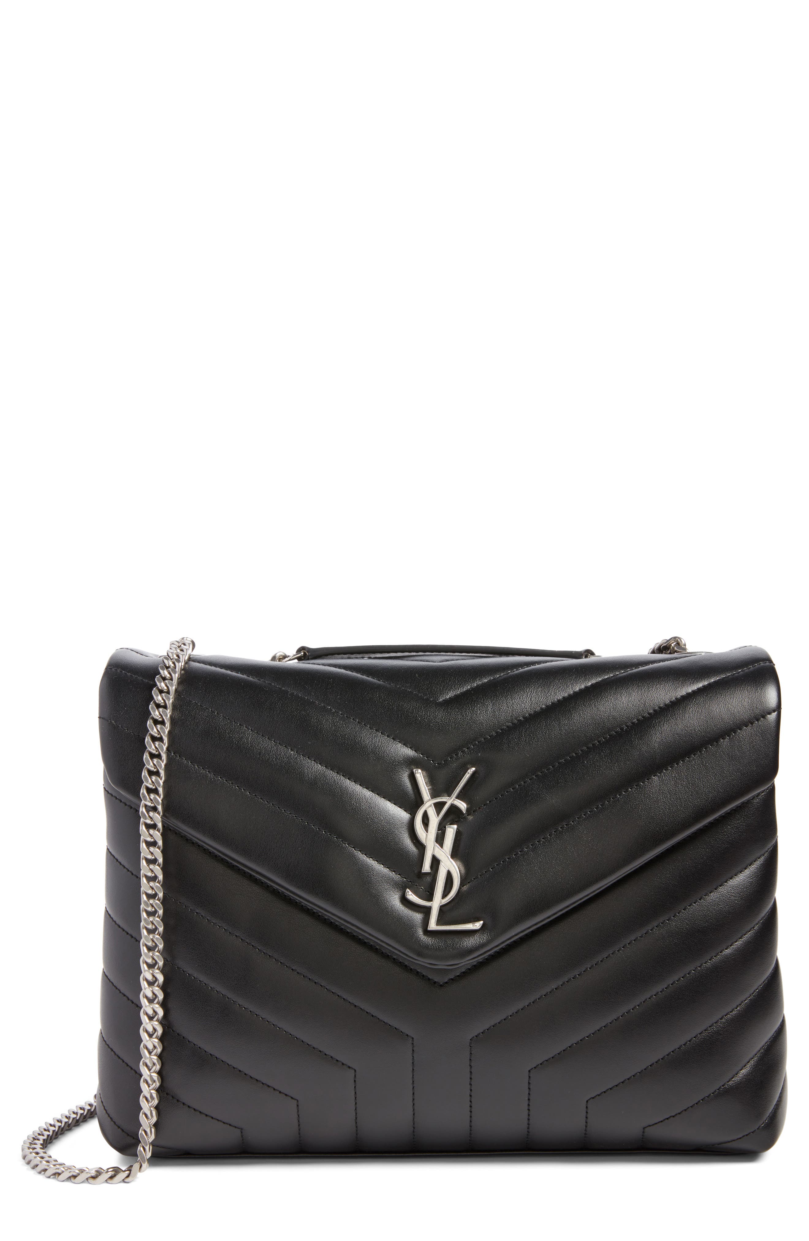 Medium LouLou Calfskin Leather Shoulder Bag, Main, color, NERO