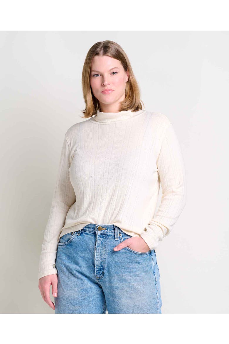 Foothill Pointelle Long Sleeve Turtleneck, Alternate, color, Salt