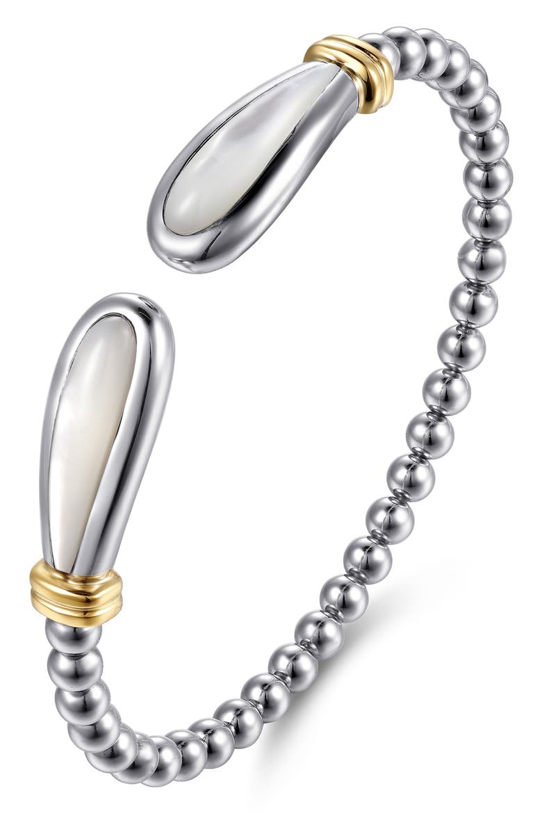 Bujukan Bead & Mother-of-Pearl Bangle Bracelet, Alternate, color, SILVER/ 14K YELLOW GOLD