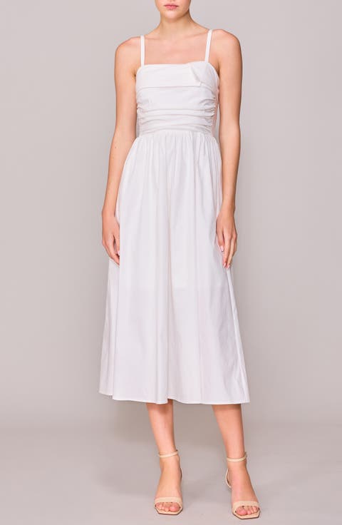 Sleeveless Side Ruched Midi Dress