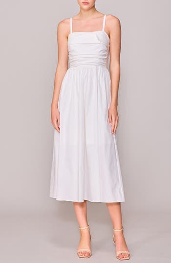 Melloday Sleeveless Side Ruched Midi Dress