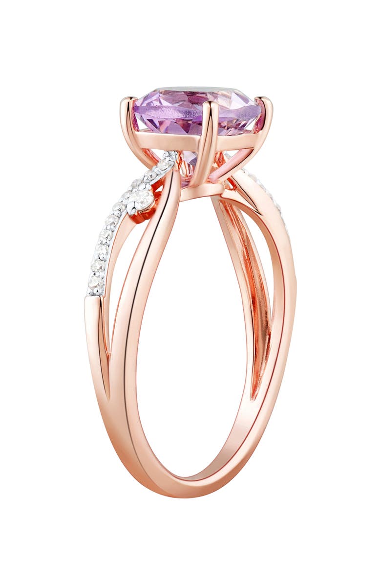 Frankie & Zoe 10K Rose Gold Cushion Cut Amethyst & Diamond Ring, Alternate, color, Rose Gold
