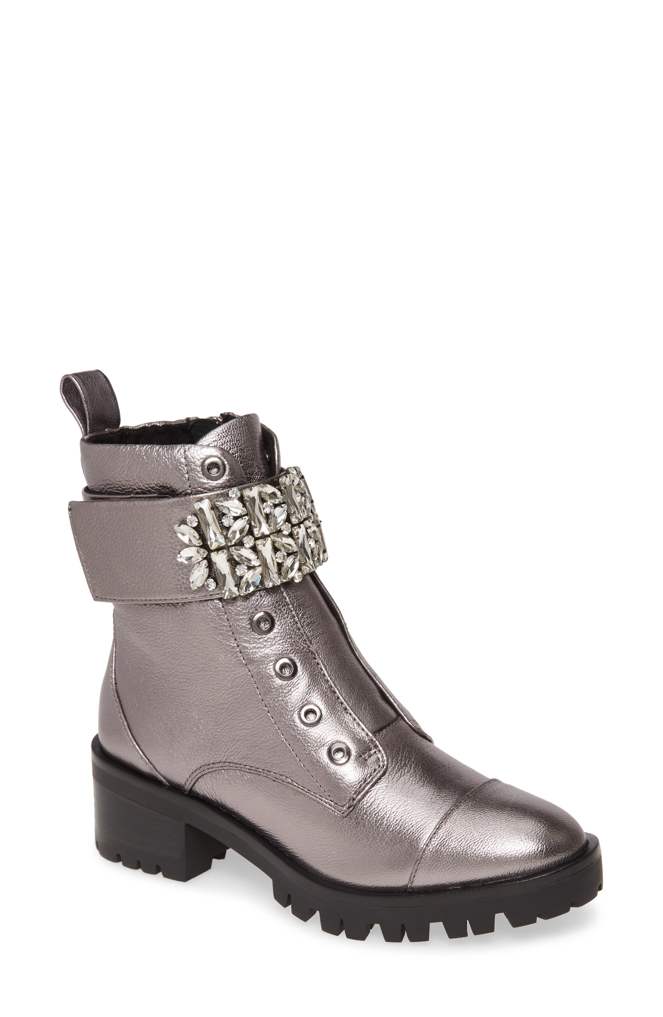 Pippa Crystal Embellished Platform Boot, Main, color, SILVER
