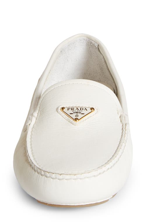 Prada Triangle Logo Driving Loafer In White