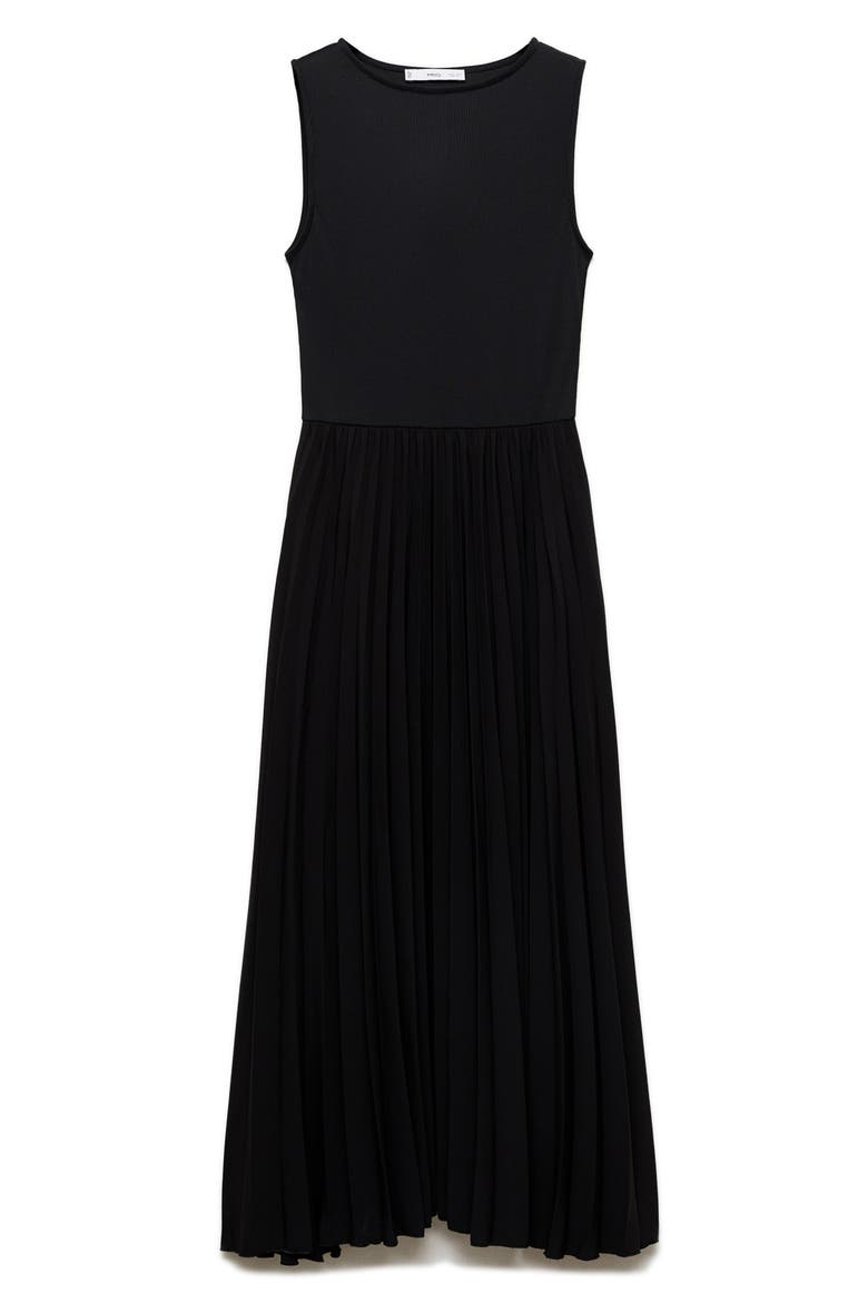 Belted Pleated Sleeveless Midi Dress, Alternate, color, BLACK