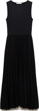 MANGO Belted Pleated Sleeveless Midi Dress