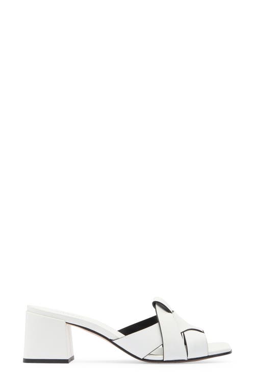 2 Twin Hearts Cross Band Block Heel Sandal In White