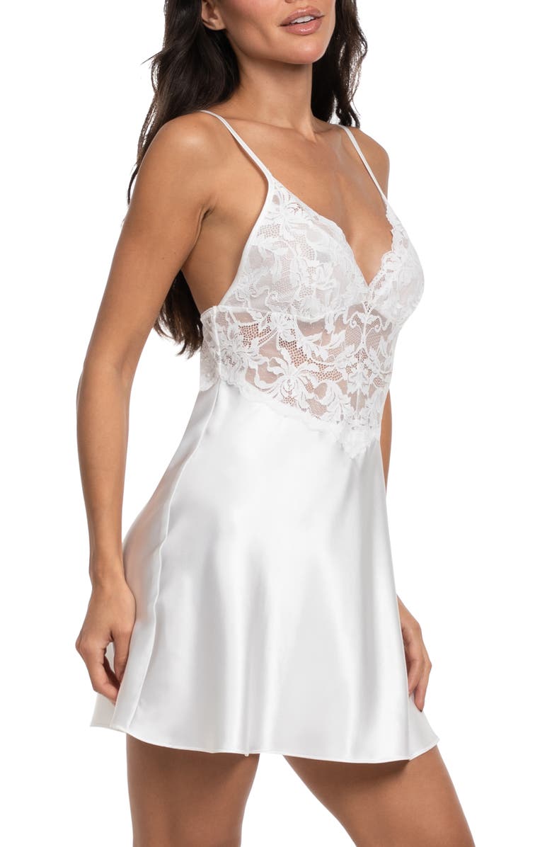 In Bloom by Jonquil Lorena Lace Trim Satin Chemise, Alternate, color, Ivory