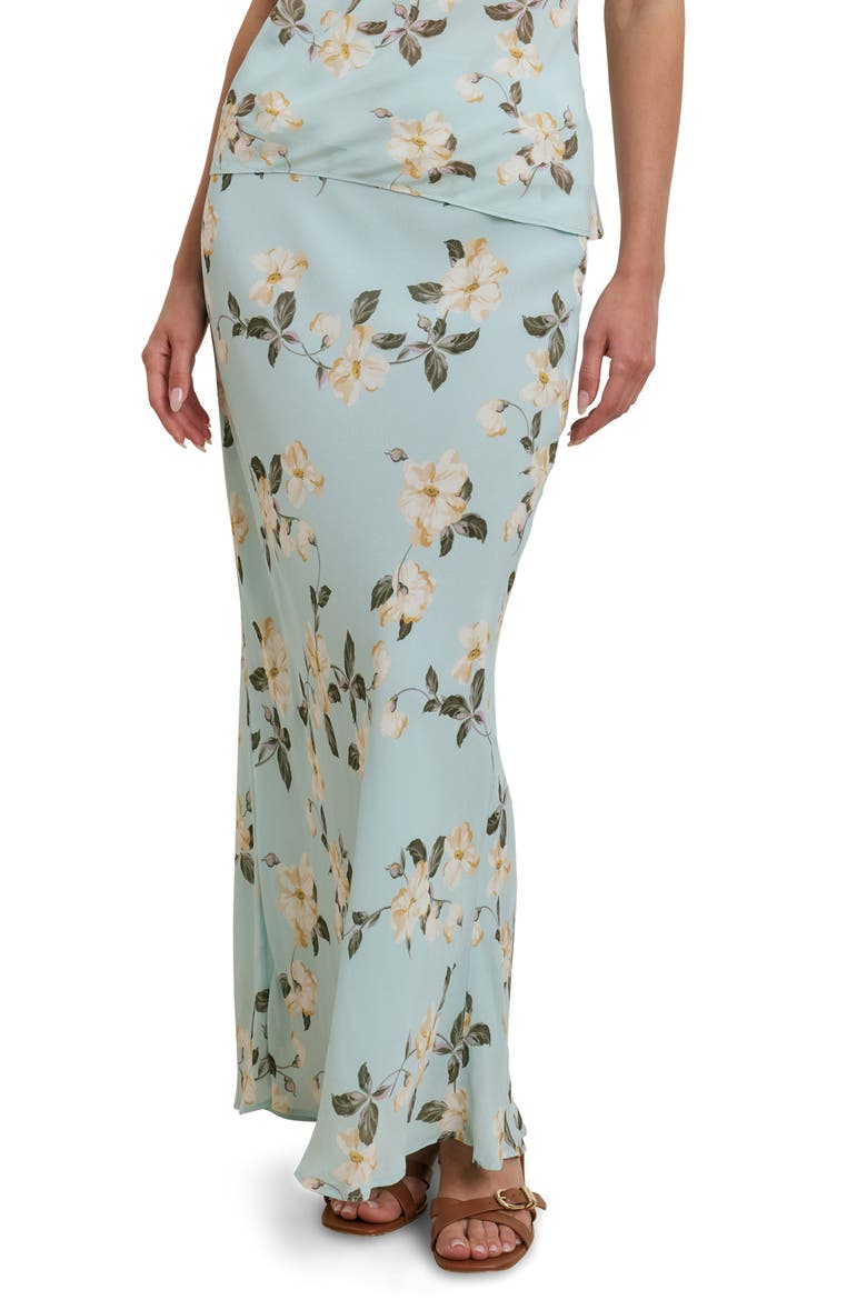 The Favorite Floral Georgette Maxi Skirt, Main, color, AQUA FLORAL