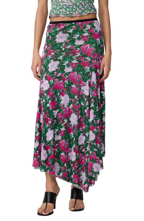 Hedi Print Asymmetric Maxi Skirt