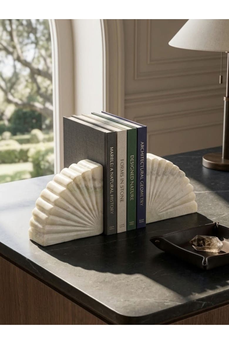 Emrys Onyx Bookends, Alternate, color, Ivory