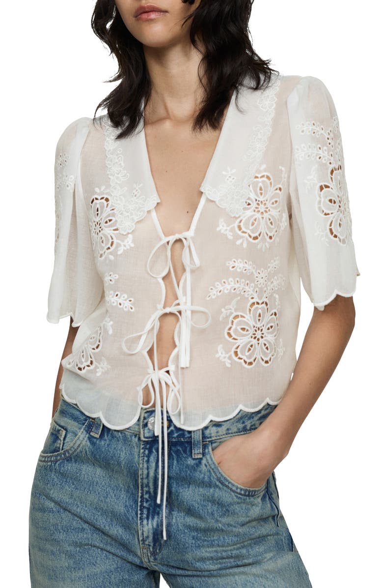 MANGO Kash Tie Front Top, Main, color,