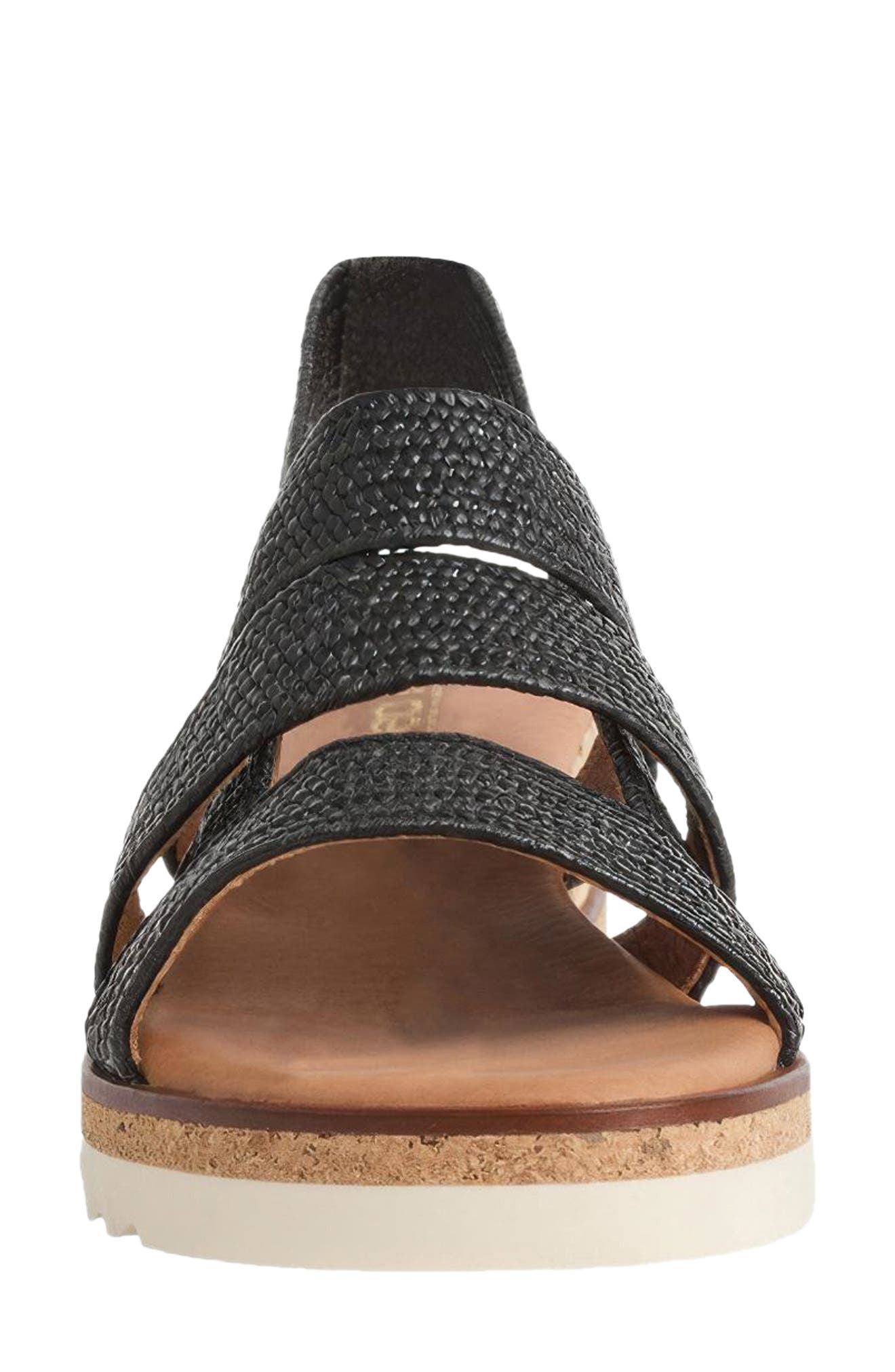 André Assous Noma Woven Wedge Sandal, Alternate, color, Black Raffia