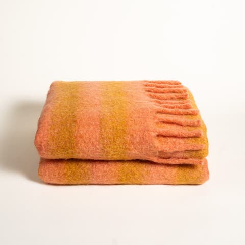 Ropar Fringed Striped Acrylic Wool Throw 55X71 In