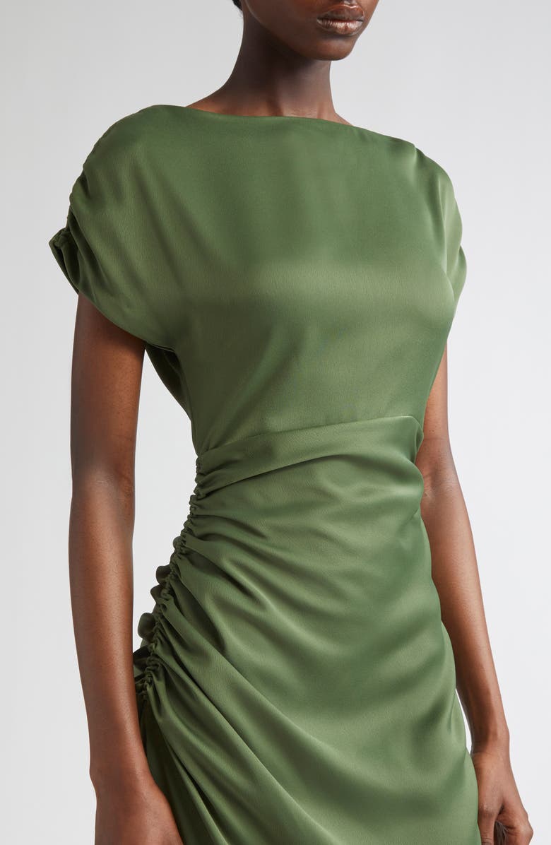 Lela Rose Heather Crepe Back Satin Dress, Alternate, color, Forest