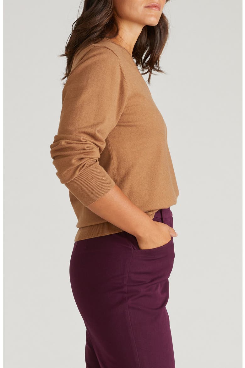 Flora V-Neck Sweater, Alternate, color, CAMEL