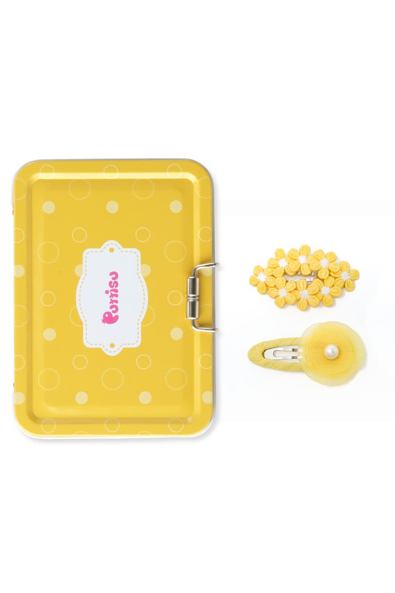 2-piece Hair Clip Set - Tulle Bloom Petals, Main, color, Dandelion Wishes - Yellow