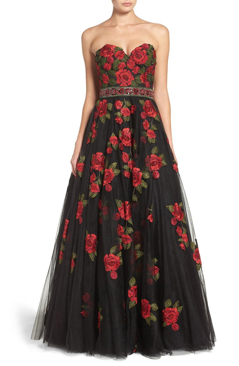 Jovani Embellished Tulle Ballgown, Main, color, 