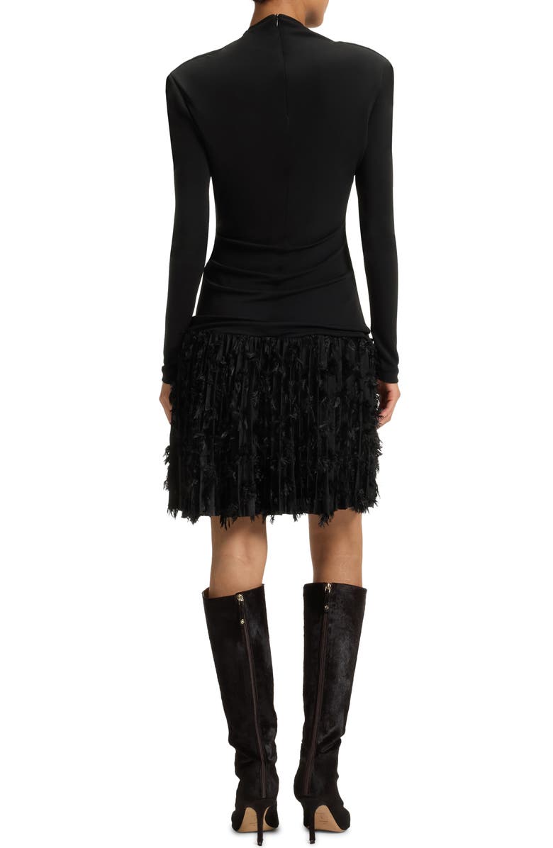 BOSS Ecicla Texture Turtleneck Long Sleeve Dress, Alternate, color, Black