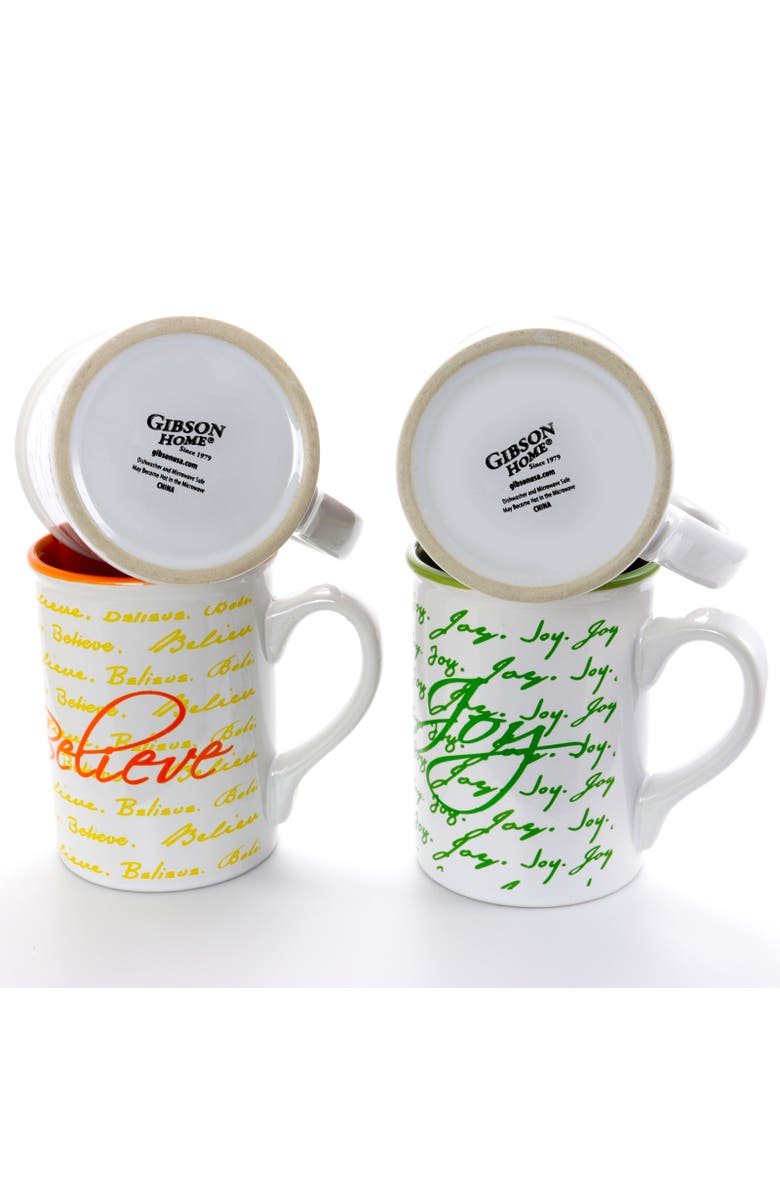 Gibson Home Inspirational Words 16 oz Mug 4 Assorted Designs, Alternate, color, Green