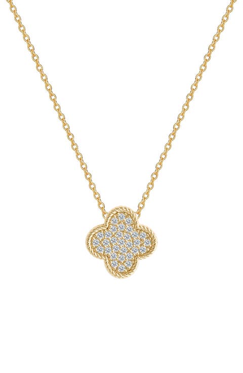 Pavé Cubic Zirconia Clover Pendant Necklace