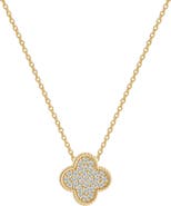 GABI RIELLE Pavé Cubic Zirconia Clover Pendant Necklace