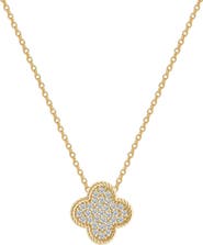 GABI RIELLE Pavé Cubic Zirconia Clover Pendant Necklace