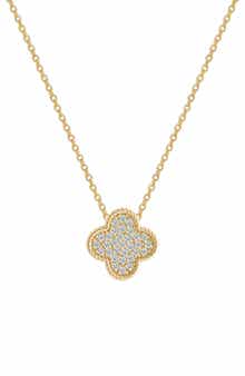 GABI RIELLE Pavé Cubic Zirconia Clover Pendant Necklace