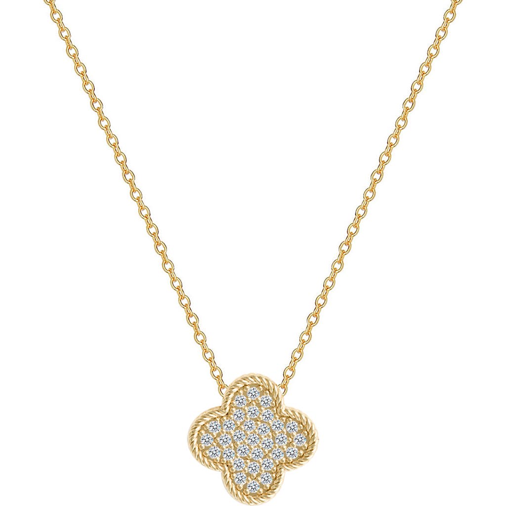 Gabi Rielle Pavé Cubic Zirconia Clover Pendant Necklace In Gold