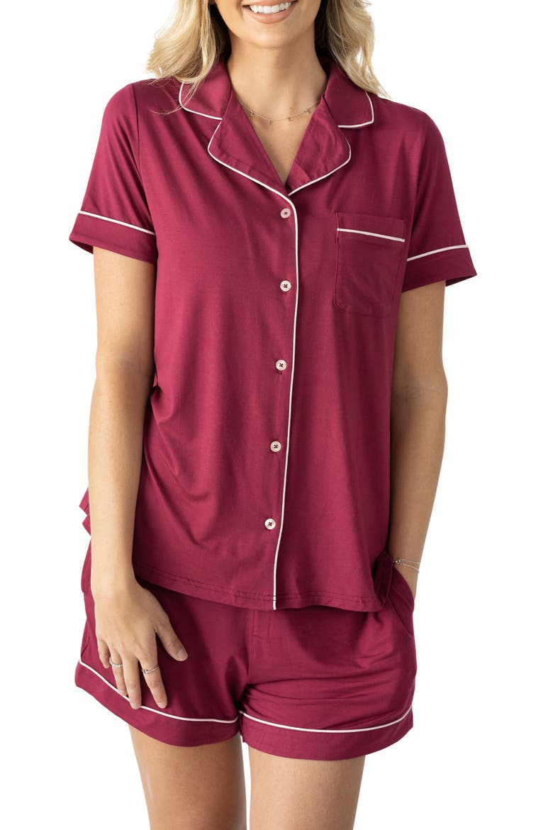 Clea Short Sleeve Pajama Set, Main, color, DEEP BERRY