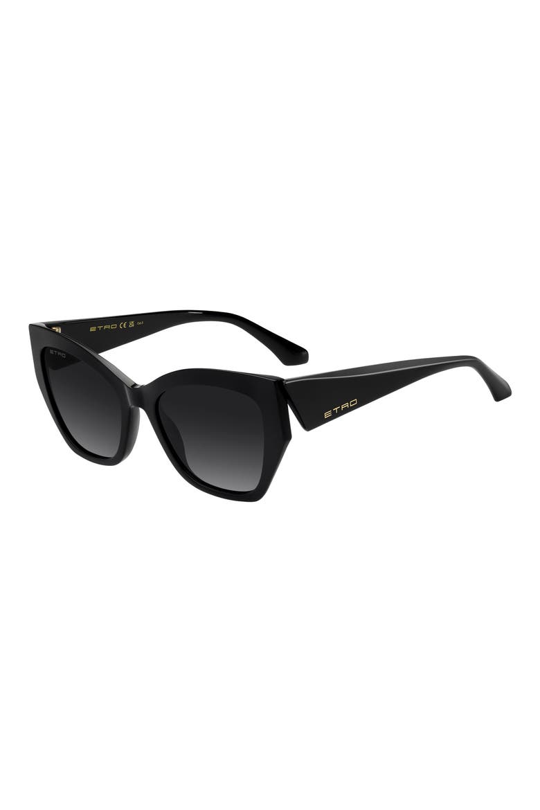0143/S 55mm Gradient Cat Eye Sunglasses, Alternate, color, BLACK/ DARK GREY SF