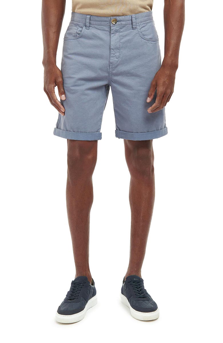 Barbour Overdyed Five Pocket Stretch Twill Shorts, Main, color, Washed Blue